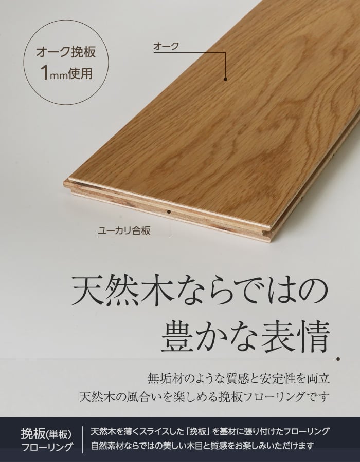オーク 挽板フローリング 窒素ガスUV 土足可 12×125×909mm 1.59平米