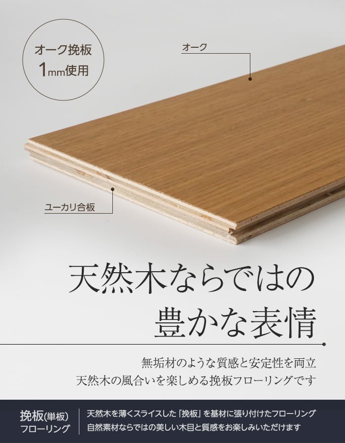 【法人・個人事業主様専用】オーク 挽板フローリング 窒素ガスUV 土足可 12×165×1900mm 1.88平米