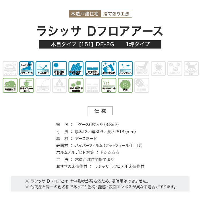 フローリング LIXIL ラシッサDフロアアース 木目タイプ [151] DE-2G1坪 フローリングの通販 DIYショップRESTA