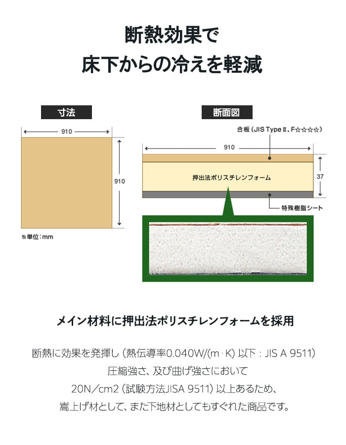断熱効果で床下からの冷えを軽減