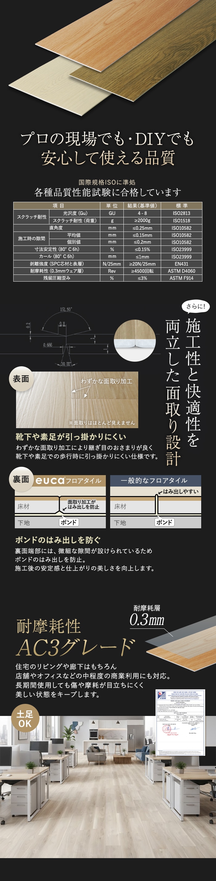 フロアタイル euca ベーシックライン 2.0mm厚 152mm×914mm 24枚入り 約3.33平米