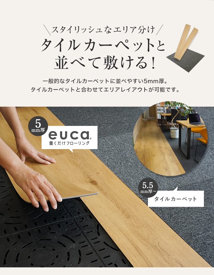 euca 置くだけフローリング 6畳セット (5ケース+道具セット 約10.85平米分) フロアタイルの通販 DIYショップRESTA