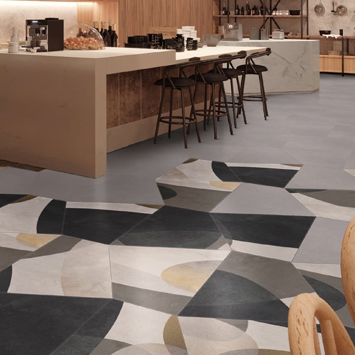 フロアタイル 東リ ロイヤルストーン・テトラ スイショク 不等辺四角形