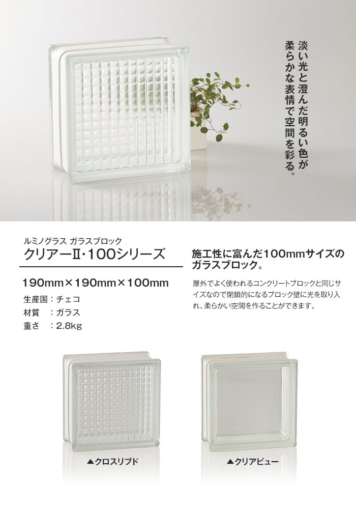 ルミノグラス ガラスブロック クリアーII・100シリーズ 【4個入】
