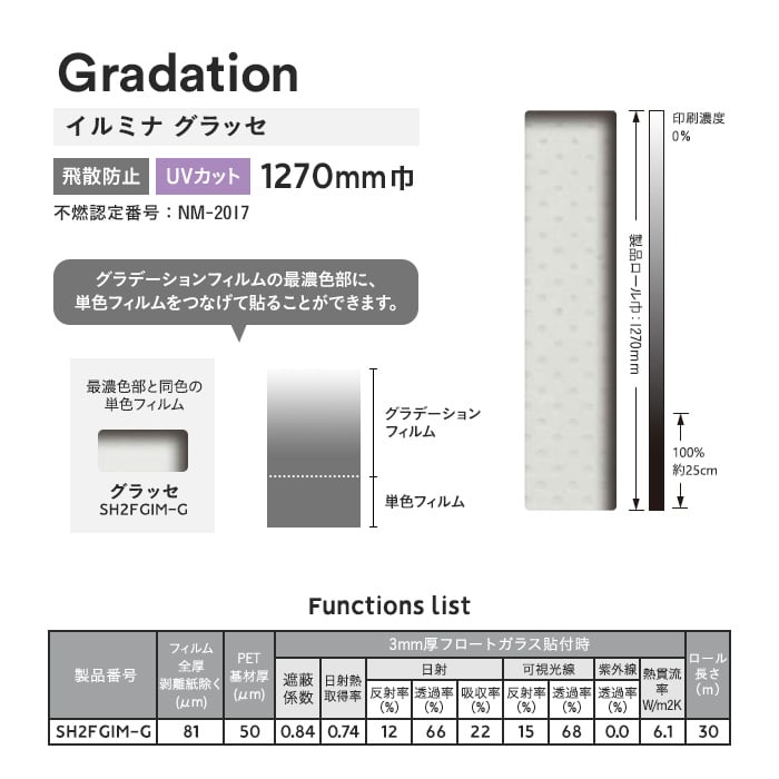 3M ガラスフィルム ファサラ グラデーション イルミナ グラッセ 1270mm巾 | DIYショップRESTA