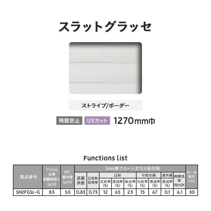 グリーンクロス ファサラ ボーダー ＳＨ２ＦＧＳＬ−Ｇ スラット グラッセ １２７０ｍｍＸ３０ｍ 6300034350 （株）グリーンクロス  通販