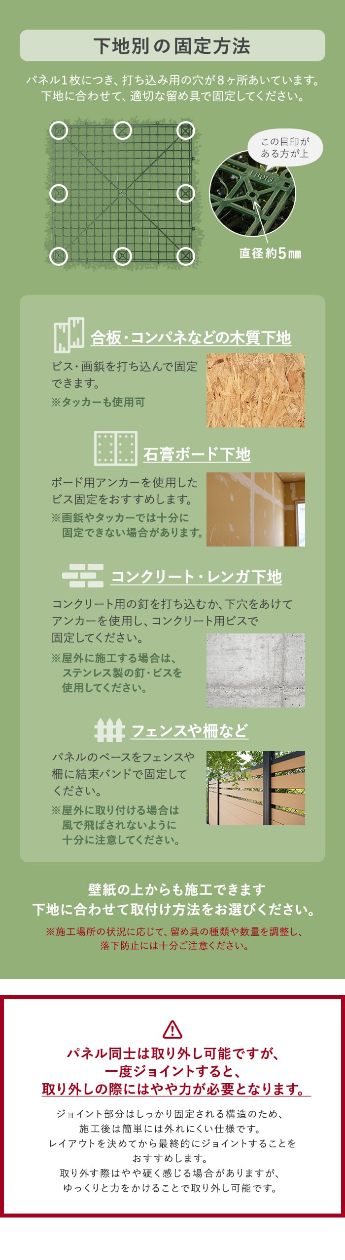 下地別の固定方法