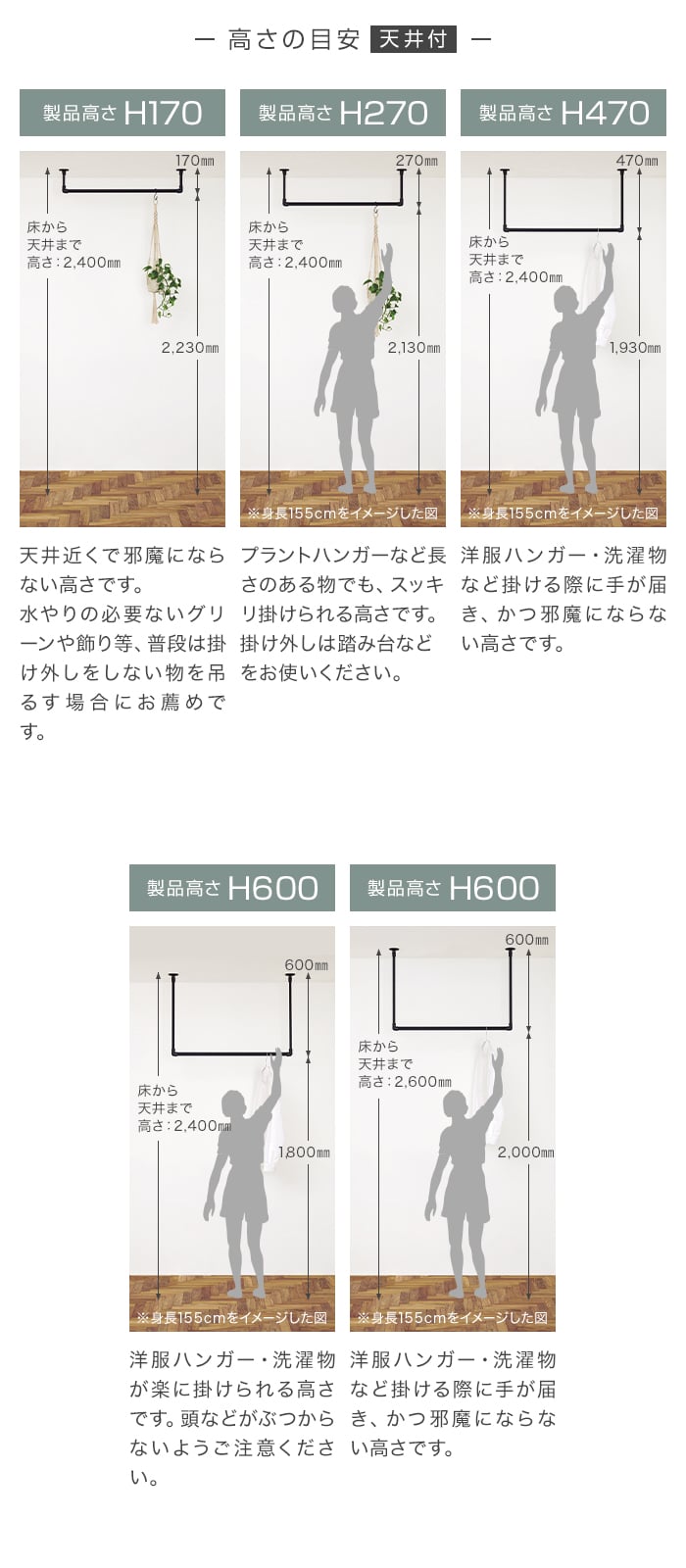 高さの目安 天井付
