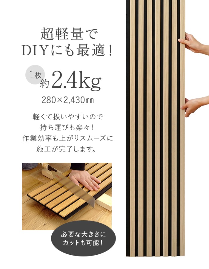 【法人配送】吸音 壁パネル サイレントウォールパネル 18×280×2430mm(L)