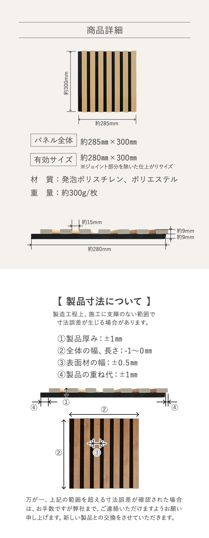吸音 壁パネル サイレントウォールパネル 18×280×300mm(S)