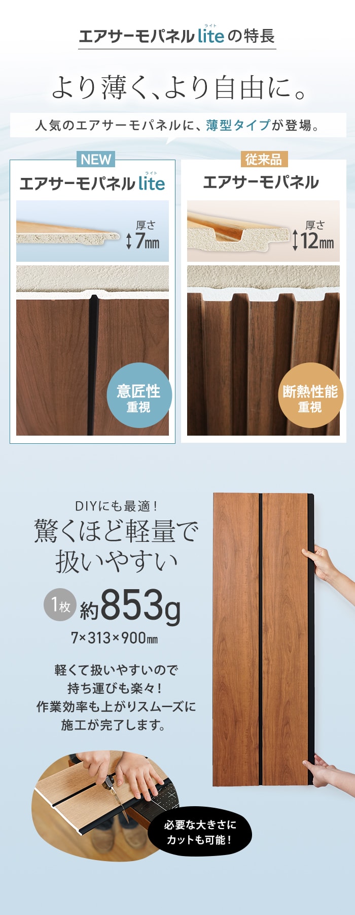 【10枚セット】 ウォールパネル DIY エアサーモパネルlite Dタイプ 7×313×900mm 