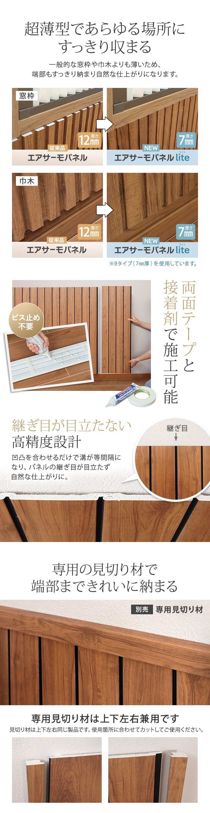 ウォールパネル 軽量 断熱 DIY エアサーモパネルlite Eタイプ 7×313×900mm 1枚