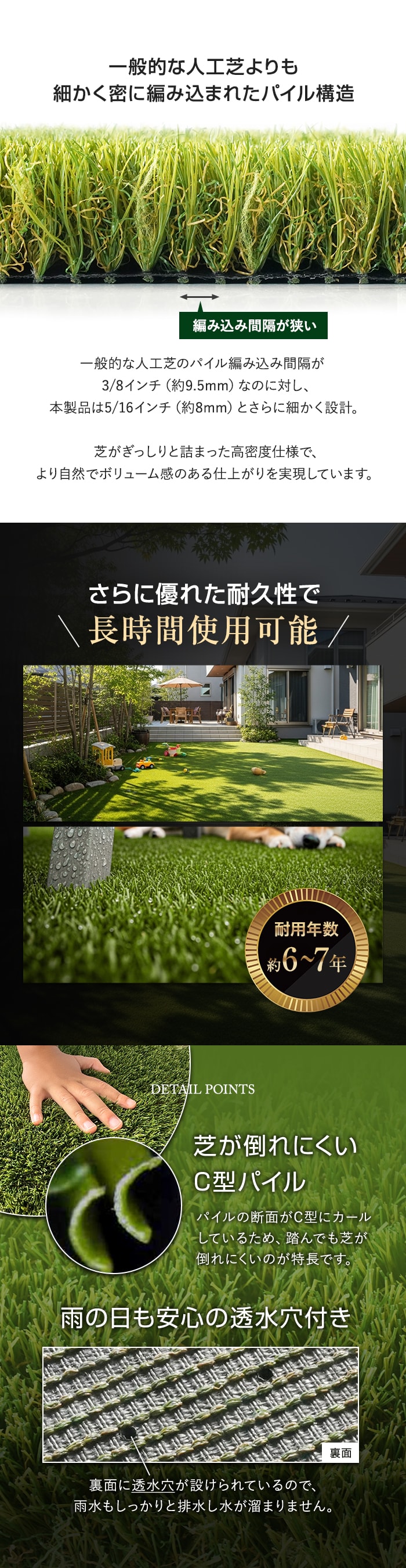 人工芝 ロール 1m×10m巻 芝丈30mm ペンタゴンスターグラス