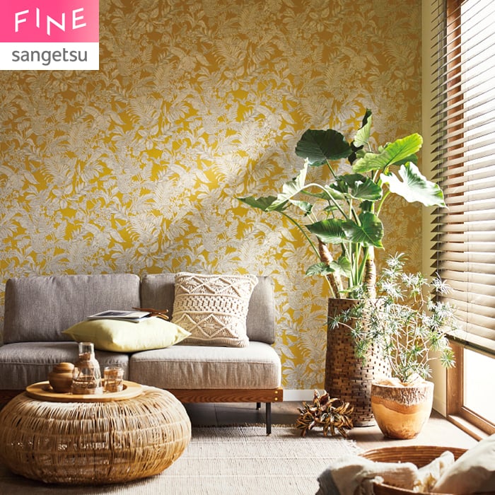 壁紙 のり付き サンゲツ FINE フラワー&リーフ 巾92cm FE78633・FE78634