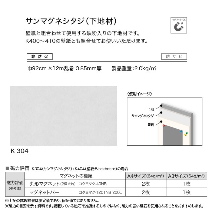 サンゲツ 掲示板用壁装材 サンマグシタジ 下地材 Resta