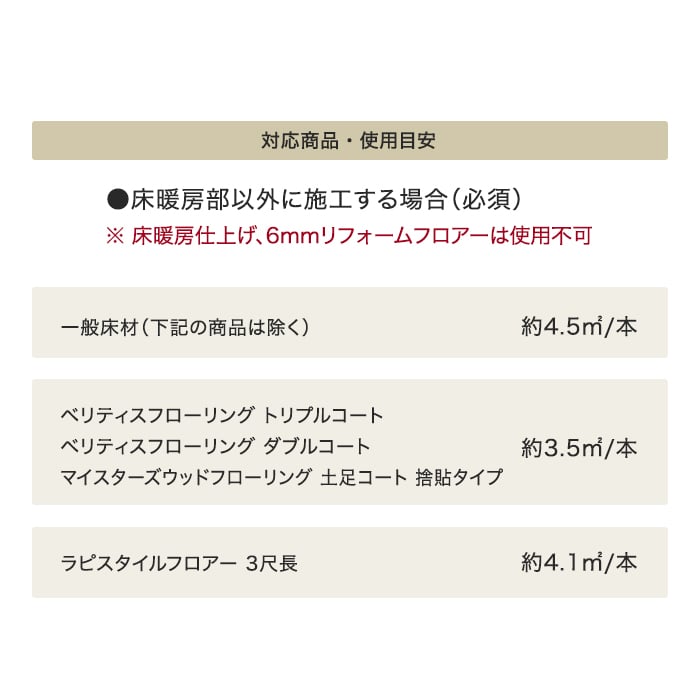 床暖房部以外に施工する場合(必須)