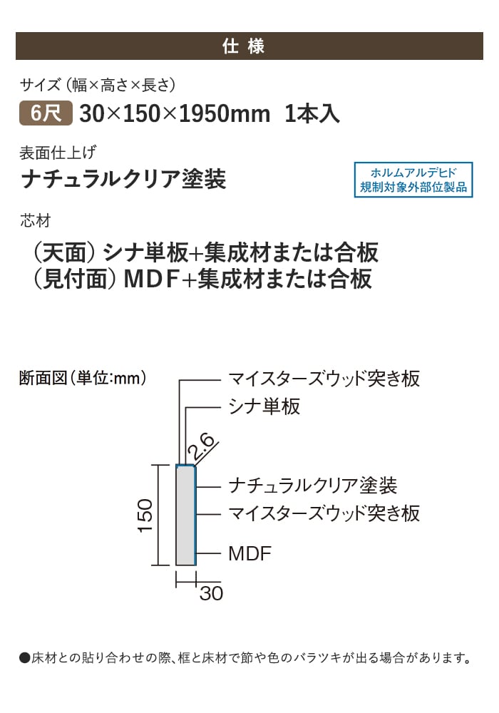 (天面)シナ単板+集成材または合板 （見付面）MDF+集成材または合板
