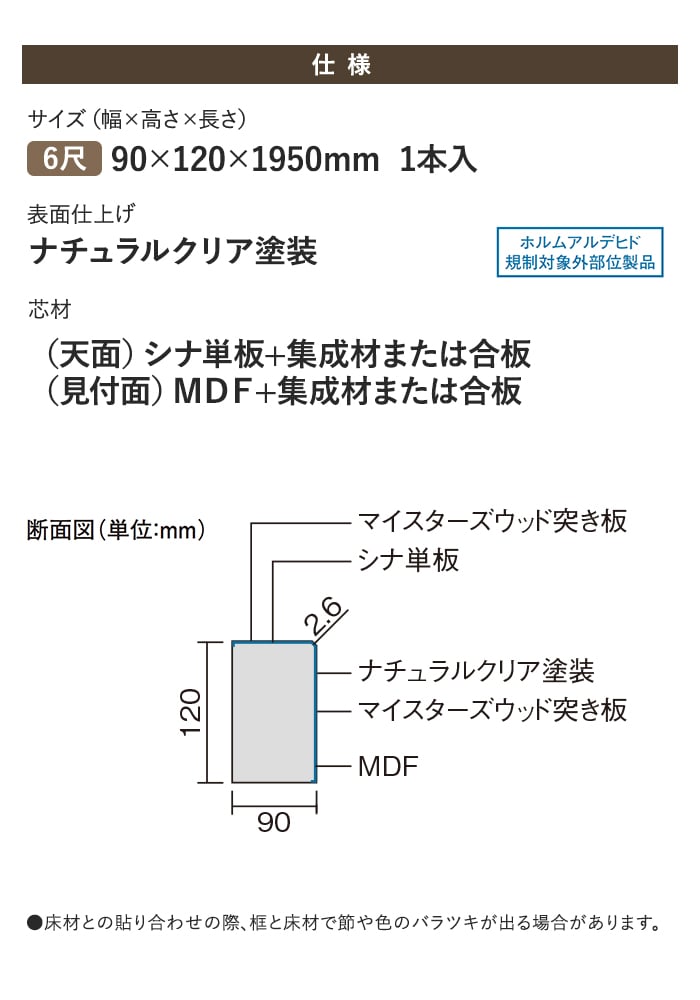 (天面)シナ単板+集成材または合板 （見付面）MDF+集成材または合板