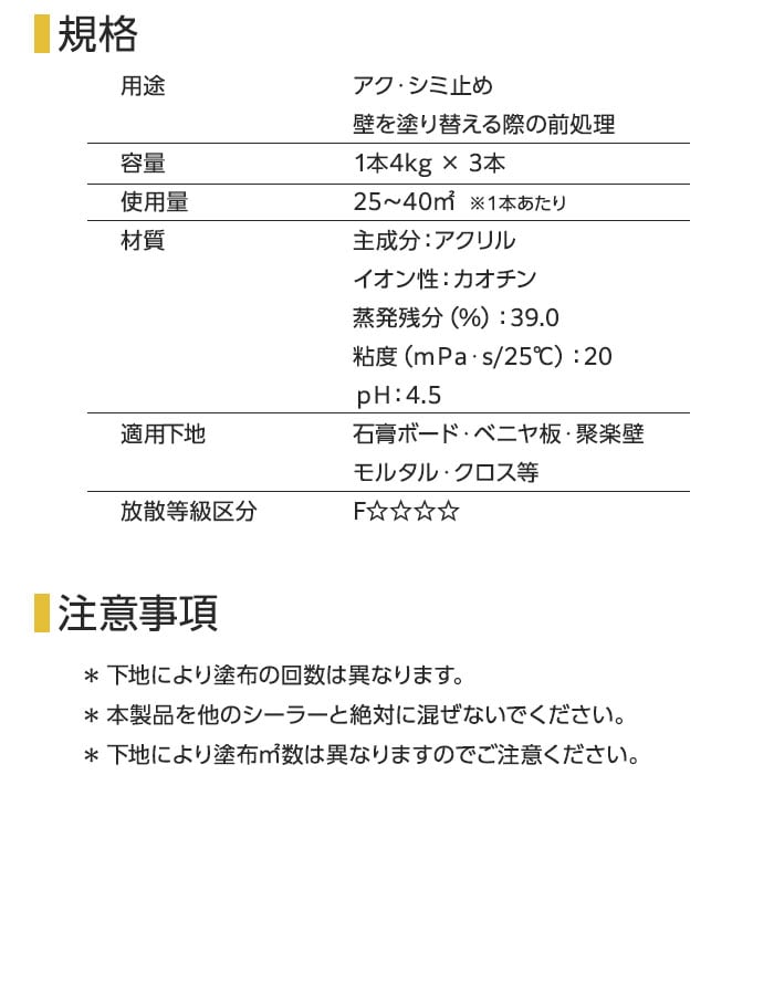 規格・注意事項