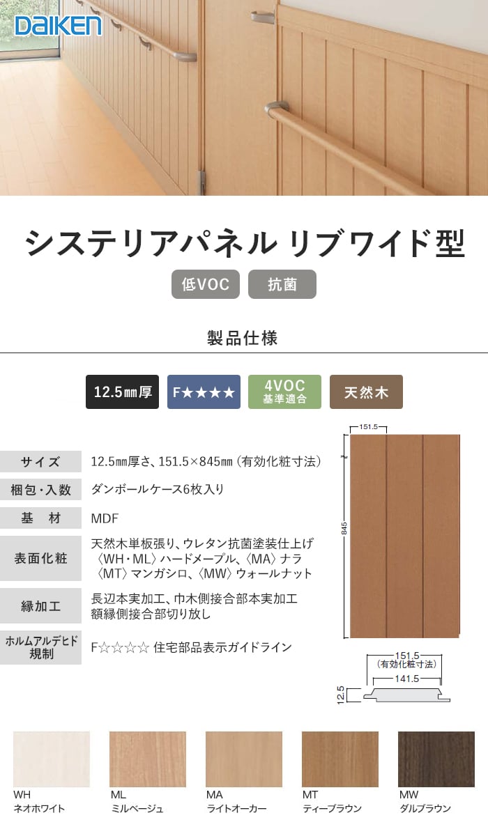 ダイケン システリアパネル リブワイド型 パネル(6枚入)