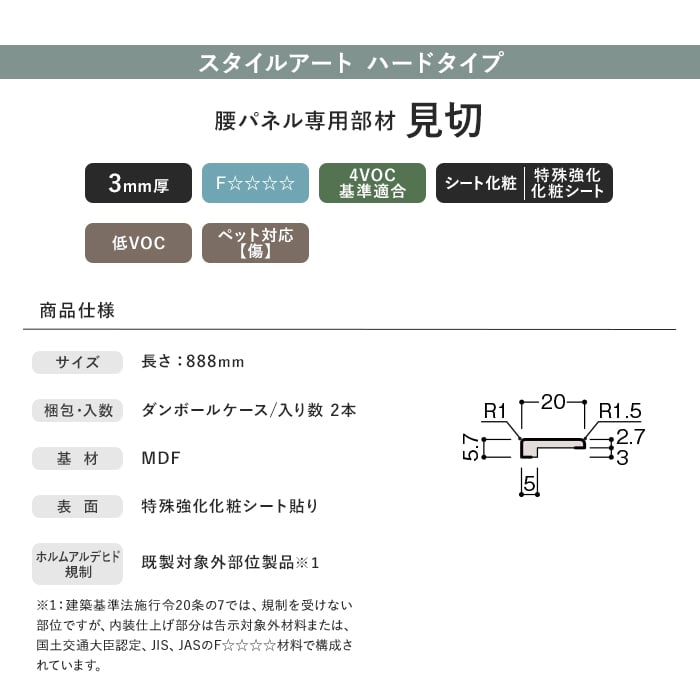 ダイケン スタイルアート ハードタイプ 腰パネル専用部材 見切