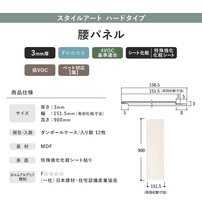 ダイケン スタイルアート ハードタイプ 腰パネル 151.5幅(12枚入)