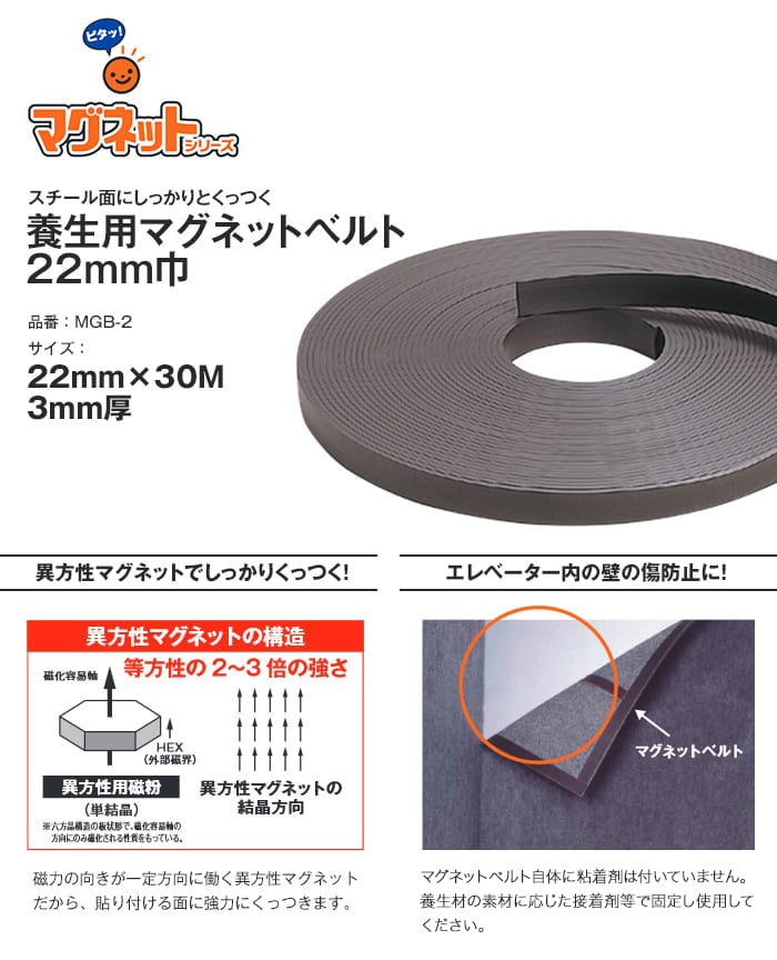 養生用マグネットベルト 22mm×30M 3mm厚