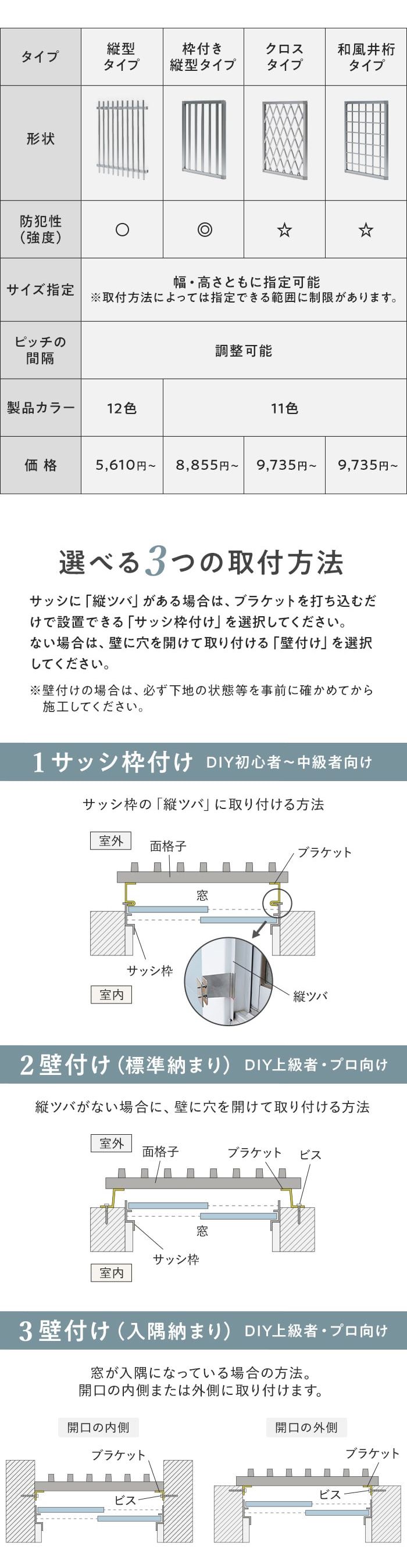 面格子 縦型タイプ RESTAオリジナル 1mm単位オーダー 後付け 窓格子 防犯