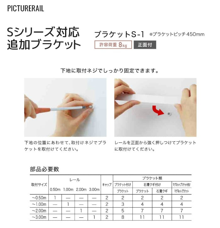 TOSO ピクチャーレール Sシリーズ対応 追加ブラケット
