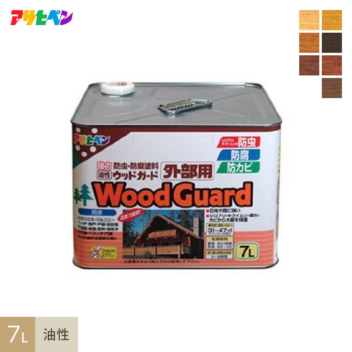 強力に防虫・防カビ・防腐するのに最適!油性ウッドガード外部用 7L
