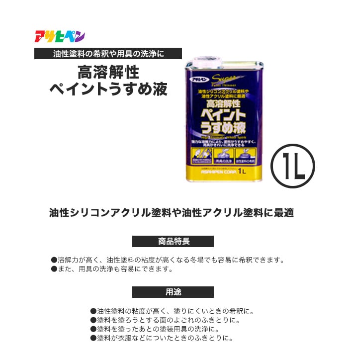 アサヒペン 合成樹脂塗料用シンナー 高溶解性ペイントうすめ液 1L 塗料の通販 DIYショップRESTA