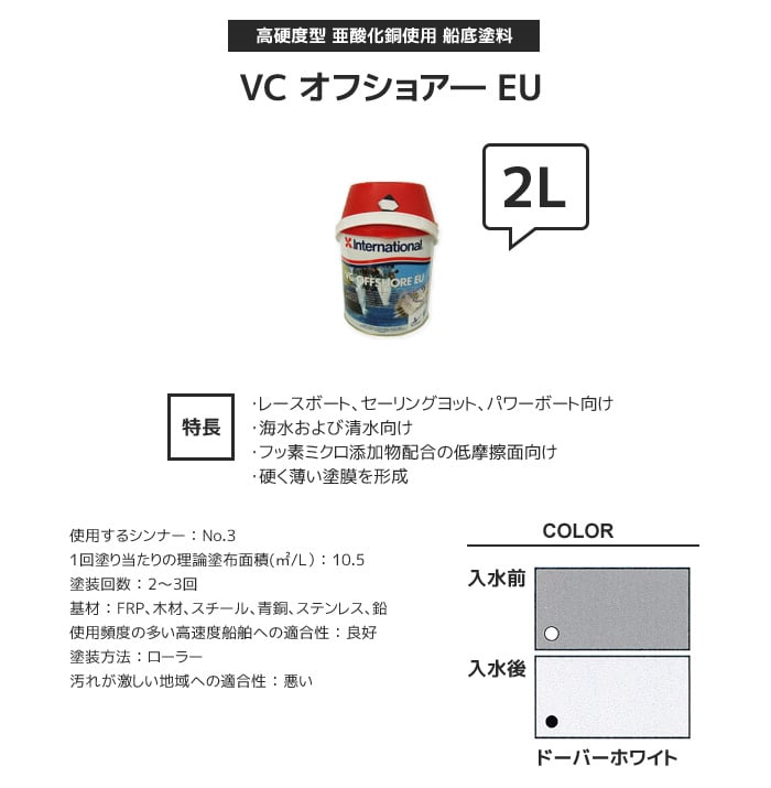 レーシングヨット用船底防汚塗料 International VC オフショア― EU 容量2L