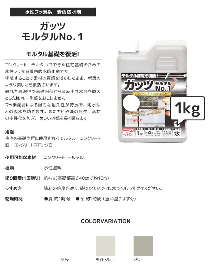 毎日続々入荷 ペンキ 塗料 コンクリート ニッペ ガッツ モルタルNo.1 2kg