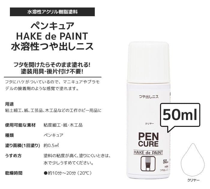 塗料 マニキュアタイプ HAKE de PAINT  つや出しニス 50ml