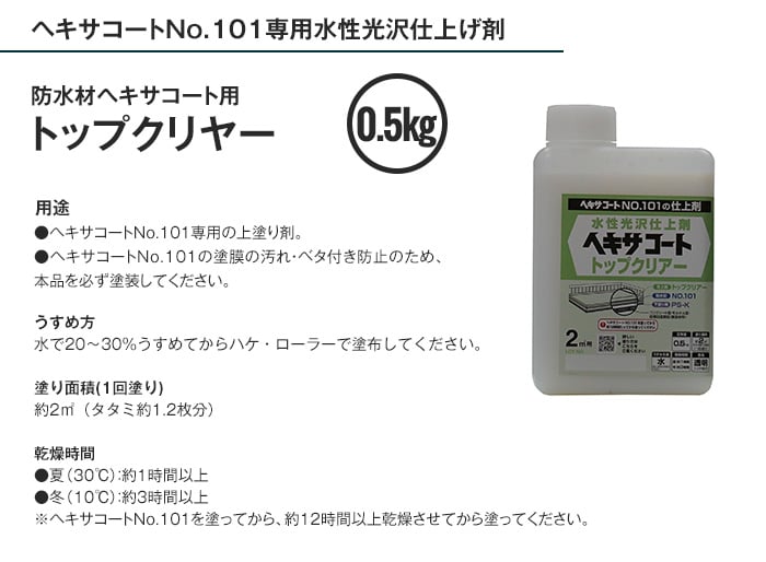 水性光沢仕上材 ヘキサコート用 トップクリアー 0.5kg 透明（つやあり）