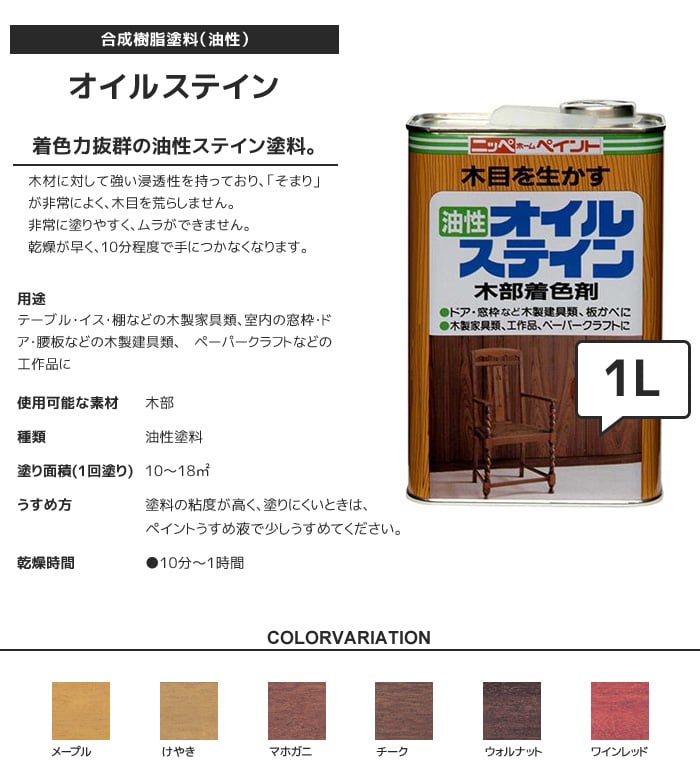 日本製 着色力抜群の油性ステイン塗料