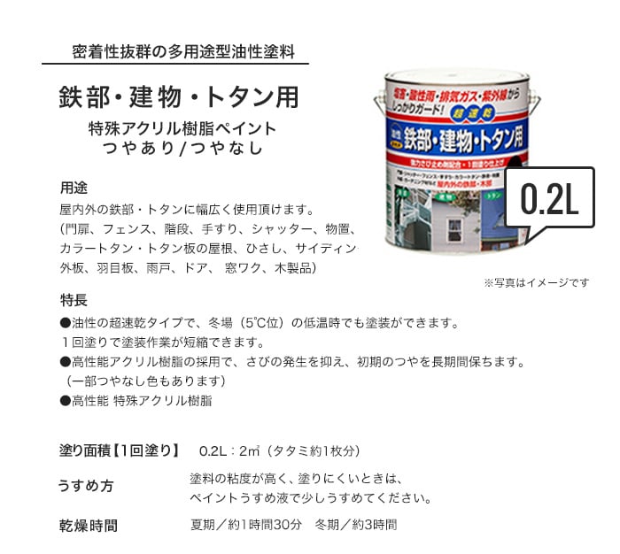 多用途塗料 鉄部・建物・トタン用 0.2L