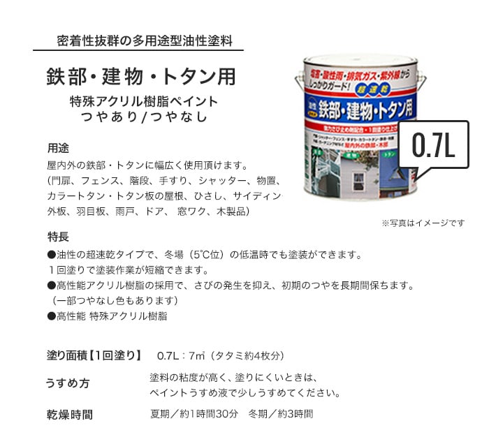 多用途塗料 鉄部・建物・トタン用 0.7L