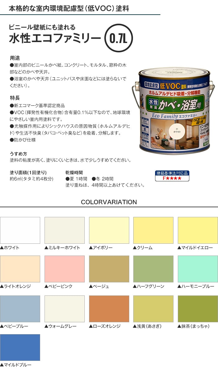 ビニール壁紙にも塗れる 水性エコファミリー 0 7l Resta ビニール壁紙にも塗れる 水性エコファミリー 0 7l Resta