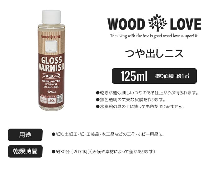 木部塗料 WOODLOVE つや出しニス 125ml