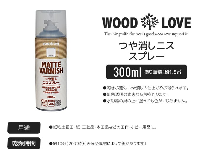 木部塗料 WOODLOVE つや消しニス 300mlスプレー