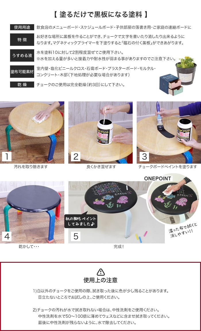 塗ったところが黒板に チョークボードペイント 170ml 塗料の通販 DIYショップRESTA