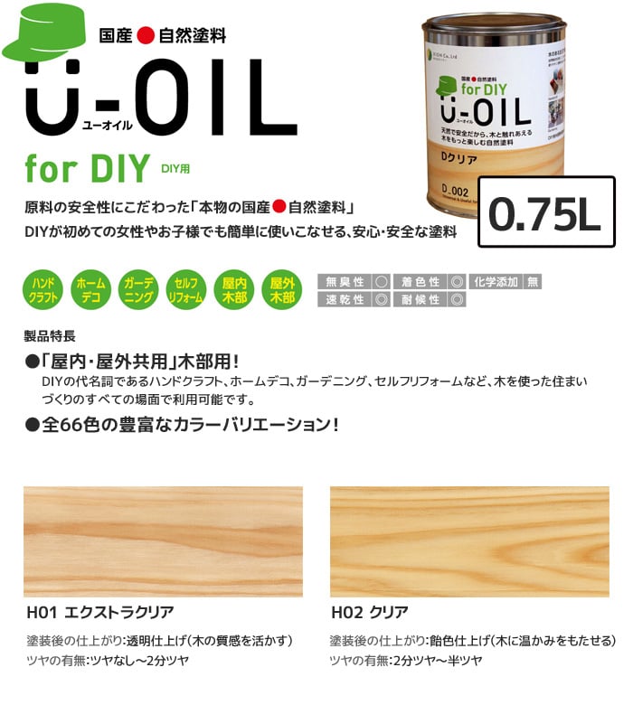 塗料 木部塗料 シオン U-OIL(ユーオイル) for DIY クリア 0.75L