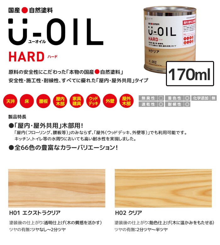 塗料 木部塗料 シオン U-OIL(ユーオイル) ハード クリア 170ml