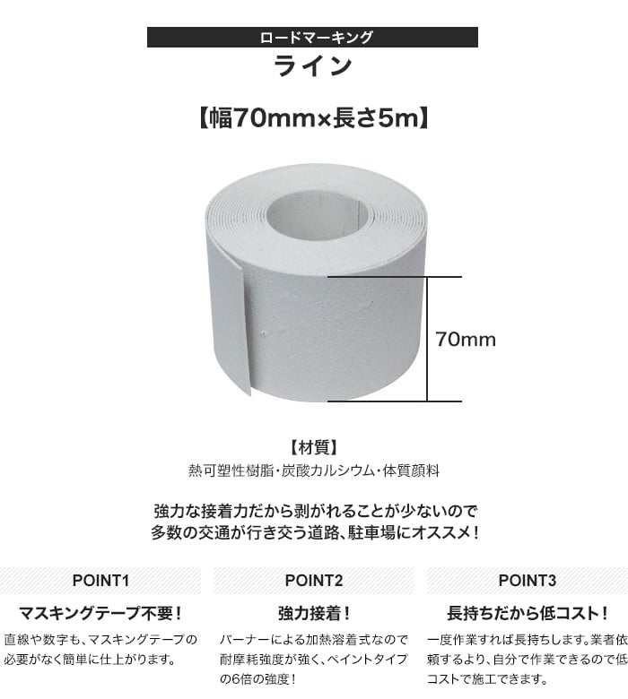 【在庫処分セール】 新富士バーナー ロードマーキング ライン 70mm×5m 白