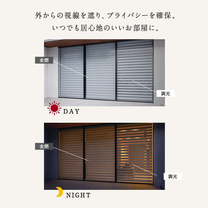 外からの視線を遮り、プライバシーを確保。