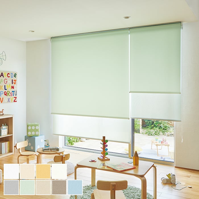 ダブルロールスクリーン 「マカロンラテ遮熱」ウォッシャブル タチカワ