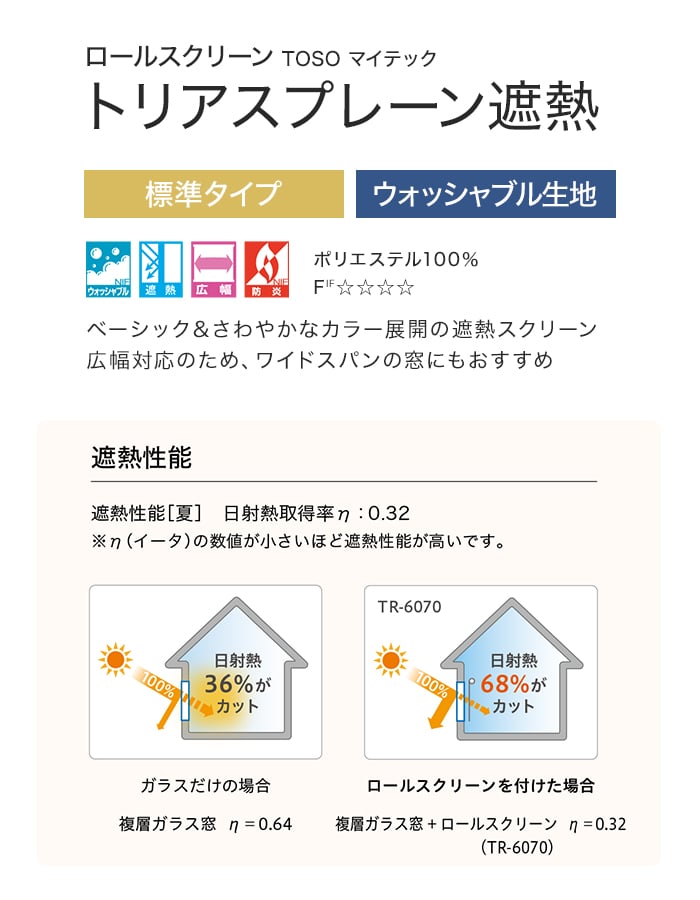 ロールスクリーン TOSO トリアスプレーン遮熱 標準タイプ ロールスクリーン TOSO トリアスプレーン遮熱 標準タイプ