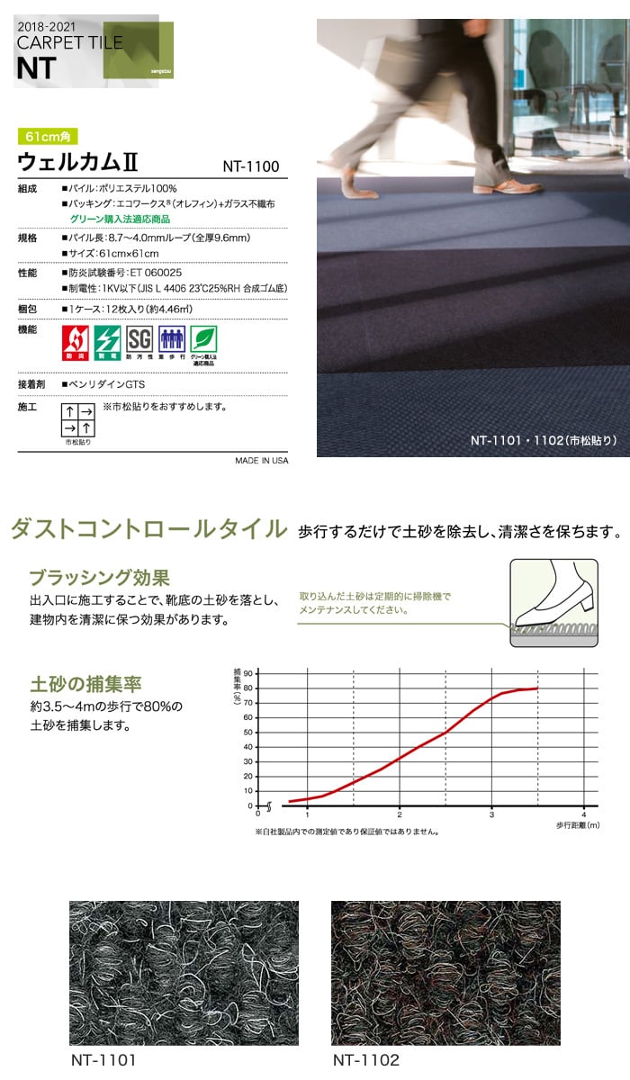 サンゲツ 高級タイルカーペット Nt 1100 ダストコントロールタイル ウェルカム2 Resta