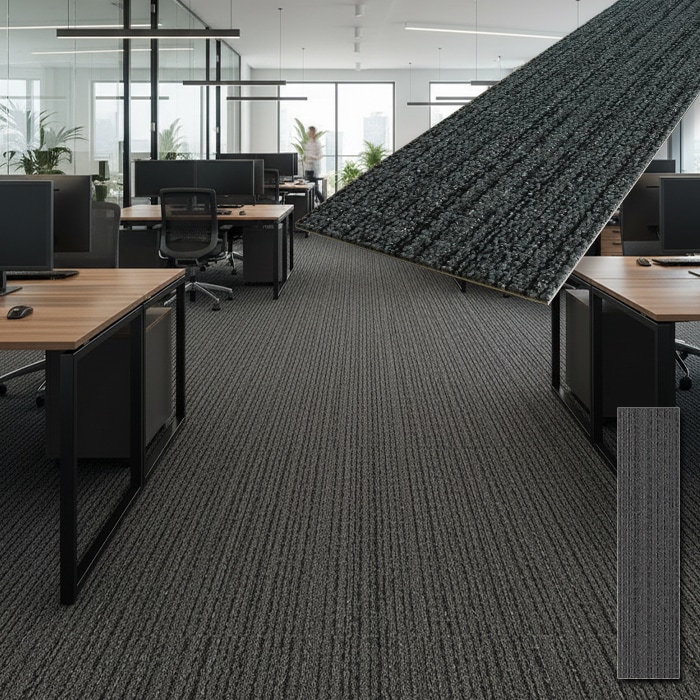 数量限定】タイルカーペット Interface 25cm×100cm 1ケース20枚入（5